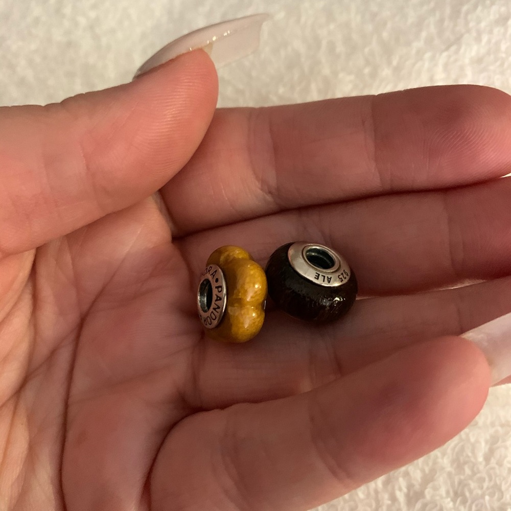 2 Pandora Wood Charms